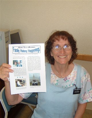 Sister Armstrong with the first newsletter